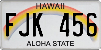 HI license plate FJK456