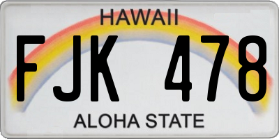 HI license plate FJK478