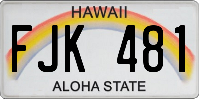 HI license plate FJK481