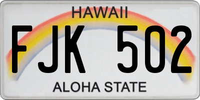 HI license plate FJK502
