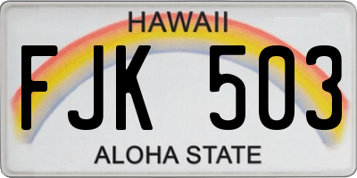 HI license plate FJK503