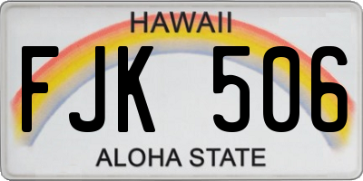 HI license plate FJK506