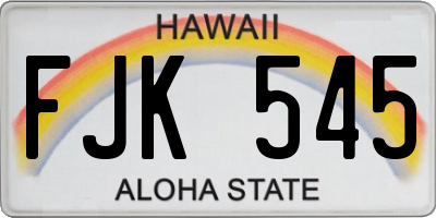 HI license plate FJK545