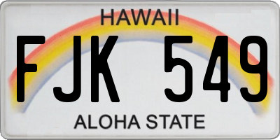 HI license plate FJK549