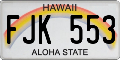 HI license plate FJK553