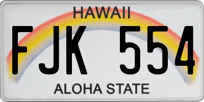 HI license plate FJK554