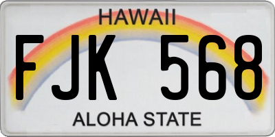 HI license plate FJK568