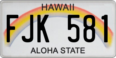 HI license plate FJK581