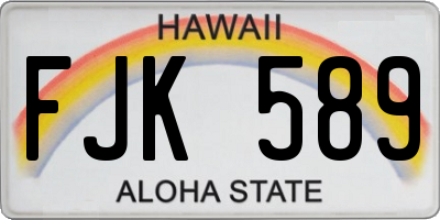 HI license plate FJK589