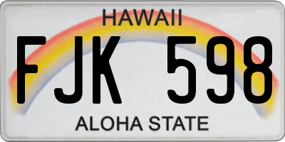HI license plate FJK598
