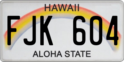 HI license plate FJK604