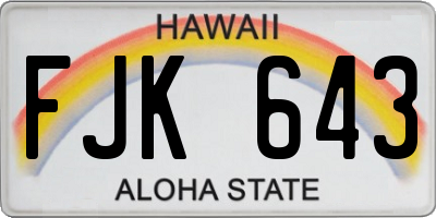 HI license plate FJK643