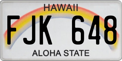 HI license plate FJK648
