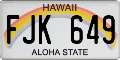 HI license plate FJK649
