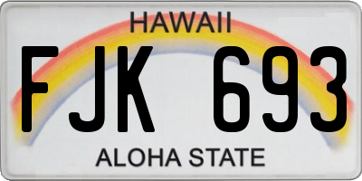 HI license plate FJK693