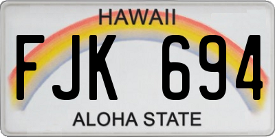 HI license plate FJK694