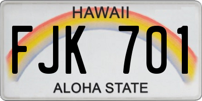 HI license plate FJK701