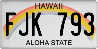 HI license plate FJK793