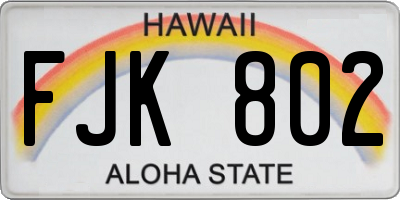 HI license plate FJK802
