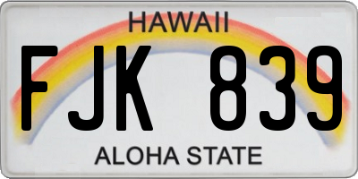 HI license plate FJK839