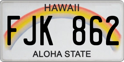 HI license plate FJK862