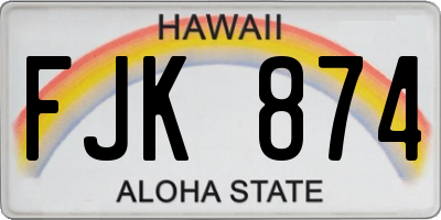 HI license plate FJK874