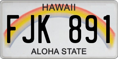 HI license plate FJK891