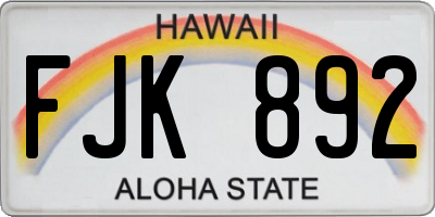 HI license plate FJK892