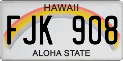 HI license plate FJK908