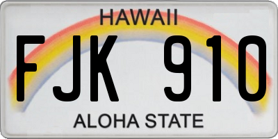 HI license plate FJK910