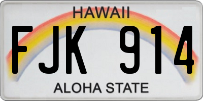 HI license plate FJK914
