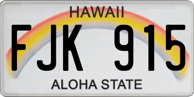 HI license plate FJK915