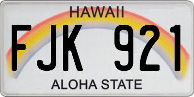 HI license plate FJK921