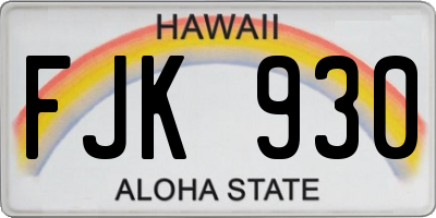 HI license plate FJK930
