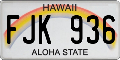 HI license plate FJK936