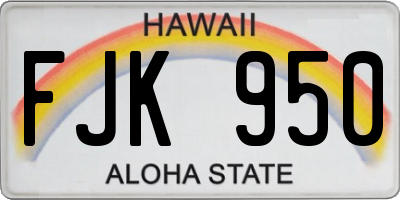 HI license plate FJK950