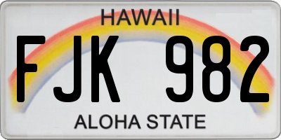 HI license plate FJK982