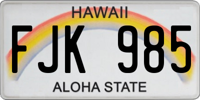 HI license plate FJK985