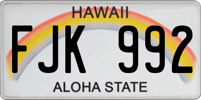 HI license plate FJK992