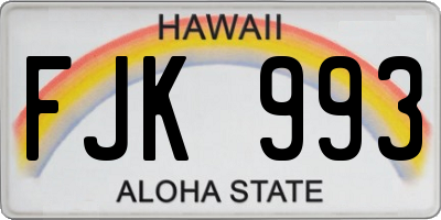 HI license plate FJK993