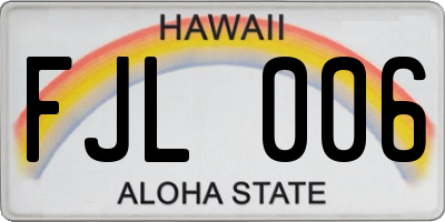 HI license plate FJL006