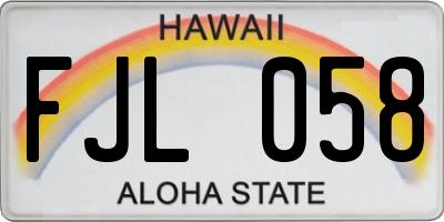 HI license plate FJL058