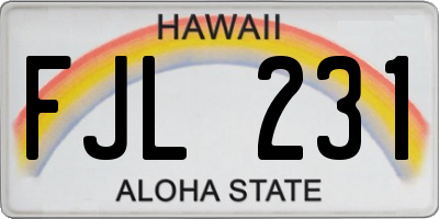 HI license plate FJL231