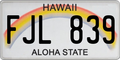 HI license plate FJL839