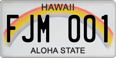 HI license plate FJM001