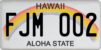 HI license plate FJM002