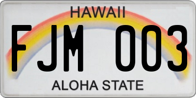 HI license plate FJM003