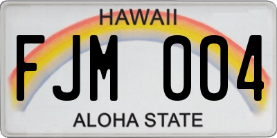 HI license plate FJM004