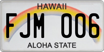 HI license plate FJM006