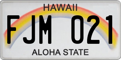 HI license plate FJM021